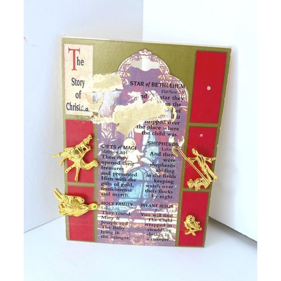 Vintage Gold Tone The Story of Christmas Pins - Picture 4 of 7